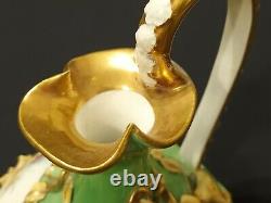 Derby Antique Porcelain Floral Encrusted Ewer, Jug, Vase, Bloor Period c1830