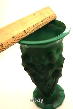 Desná Art Nouveau Malachite Art Glass Vase with Nude Bacchantes Figures withCOA