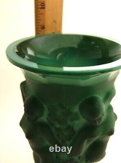 Desná Art Nouveau Malachite Art Glass Vase with Nude Bacchantes Figures withCOA