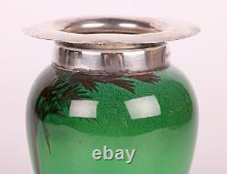 Doulton Burslem Silver Mounted Flambe Green Desert Scene Series Ware Vase