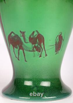 Doulton Burslem Silver Mounted Flambe Green Desert Scene Series Ware Vase