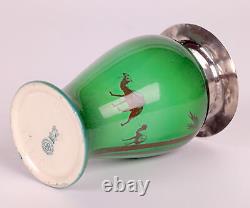 Doulton Burslem Silver Mounted Flambe Green Desert Scene Series Ware Vase