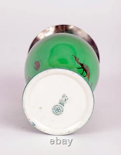 Doulton Burslem Silver Mounted Flambe Green Desert Scene Series Ware Vase