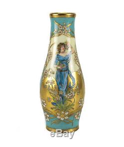 Dresden Hand Painted Porcelain Vase by Richard Klemm, Art Nouveau c. 1920