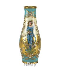 Dresden Hand Painted Porcelain Vase by Richard Klemm, Art Nouveau c. 1920