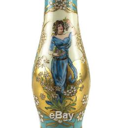 Dresden Hand Painted Porcelain Vase by Richard Klemm, Art Nouveau c. 1920