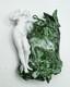 Dresden White/green Marbleized Art Nouveau Figural Lady, Butterflies Wall Pocket