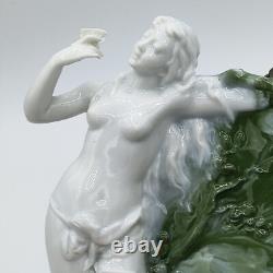 Dresden White/Green Marbleized Art Nouveau Figural Lady, Butterflies Wall Pocket
