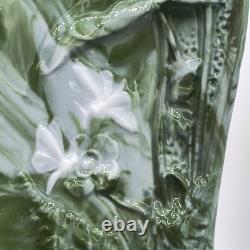 Dresden White/Green Marbleized Art Nouveau Figural Lady, Butterflies Wall Pocket
