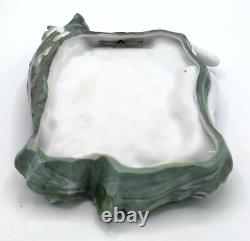 Dresden White/Green Marbleized Art Nouveau Figural Lady, Butterflies Wall Pocket