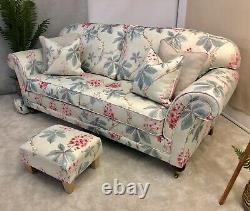 Duresta 3 seat sofa +footstool +door stop Sandersons Chestnut tree used