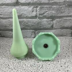 Early 1900s French Jadeite/Jadite Epergne Vase Uranium/Vaseline Glass