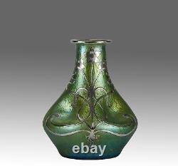 Early 20th Century Art Nouveau Dimpled Silvered Vase by Johann Loetz