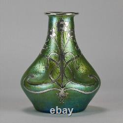 Early 20th Century Art Nouveau Dimpled Silvered Vase by Johann Loetz