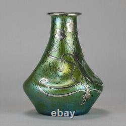 Early 20th Century Art Nouveau Dimpled Silvered Vase by Johann Loetz