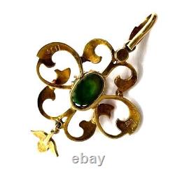 Edwardian 15ct Gold Art Nouveau Seed Pearl Pendant. Antique. C1900