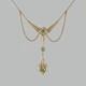 Edwardian 15ct Gold Peridot Seed Pearl Necklace Art Nouveau Art Deco Elegance