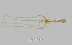 Edwardian 15ct Gold Peridot Seed Pearl Necklace Art Nouveau Art Deco Elegance