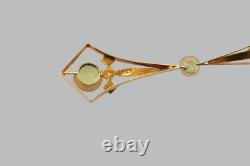 Edwardian 15ct Gold Peridot Seed Pearl Necklace Art Nouveau Art Deco Elegance