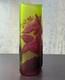 Émile Gallé Cameo Glass Vase C. 1900 Art Nouveau Red Leaves On Green 9 Tall