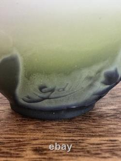 Émile Gallé Star Glass Vase Art Nouveau Floral Purple/Green Handmade 2x2.5