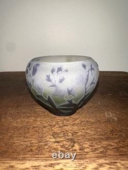 Émile Gallé Star Glass Vase Art Nouveau Floral Purple/Green Handmade 2x2.5