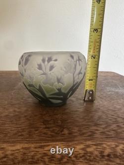 Émile Gallé Star Glass Vase Art Nouveau Floral Purple/Green Handmade 2x2.5