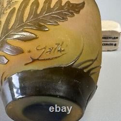 Emile Galle cameo glass Fern cabinet vase