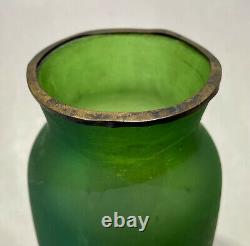 Empire green glass vase with metal setting