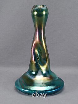 Ernst Steinwald Rindskopf Art Nouveau Iridecent Green Marbled Twisted Form Vase