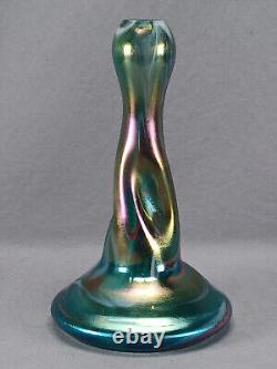 Ernst Steinwald Rindskopf Art Nouveau Iridecent Green Marbled Twisted Form Vase