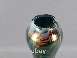 Ernst Steinwald Rindskopf Art Nouveau Iridecent Green Marbled Twisted Form Vase