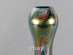 Ernst Steinwald Rindskopf Art Nouveau Iridecent Green Marbled Twisted Form Vase