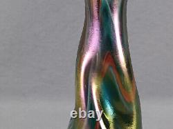 Ernst Steinwald Rindskopf Art Nouveau Iridecent Green Marbled Twisted Form Vase