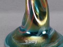 Ernst Steinwald Rindskopf Art Nouveau Iridecent Green Marbled Twisted Form Vase