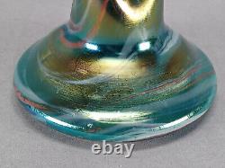 Ernst Steinwald Rindskopf Art Nouveau Iridecent Green Marbled Twisted Form Vase