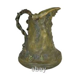 Ernst Wahliss Austrian 1800s Art Nouveau Pottery Face And Grapes Pitcher 8475