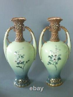 Ernst Wahliss Turn Vienna Vases Austrian Art Nouveau Putti Cherub c1890