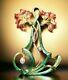 Estate 18k Art Nouveau Diamond Pearl Green Enamel Large Flower Brooch Pendant