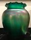 Estate Find Stunning Loetz Glass Vase Iridescent Green Large Ruffled Top 10.75