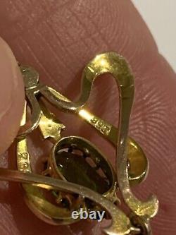 Exquisite Art Nouveau 9ct Gold Green & Pink Tourmaline Set Pendant Circa 1895