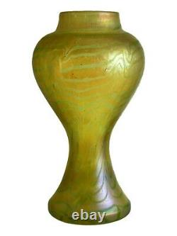 FRITZ HECKERT Glass Iridescent CHANGEART Vase Otto Thamm Green Trail