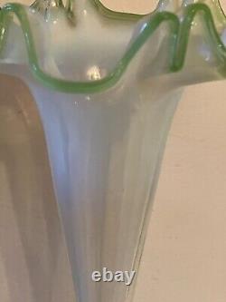 Fabulous Antique Victorian Art Nouveau Vaseline Uranium Glass Epergne Vase