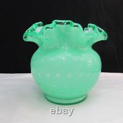 Fenton Apple Green Overlay Bubble Optic Vase 1961 W70