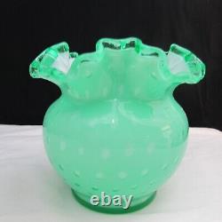 Fenton Apple Green Overlay Bubble Optic Vase 1961 W70