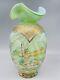 Fenton Green Opaline After The Rain Hand Painted Vase Special Order Le 2006