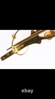 Fine ART NOUVEAU 9ct Gold Peridot & Seed Pearl Bar Brooch Hallmarked 1912