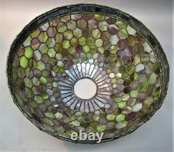Fine Colorful Antique Stained Glass Lamp Shade Purple & Green c. 1910