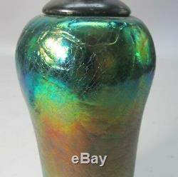 Fine Heavily Iridized LOETZ BOHEMIAN Art Glass Vase as Lamp c. 1910 antique