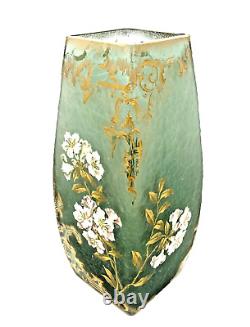 Fine Legras Mont Joye French Art Nouveau Gilt Enamel Cameo Glass Vase Lilies 12